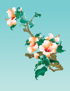 Flores para tarjeta con fondo azul - © Elizabeth Arias Ojeda