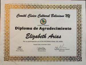 foto Diploma del Comité Cívico Cultura Boliviano